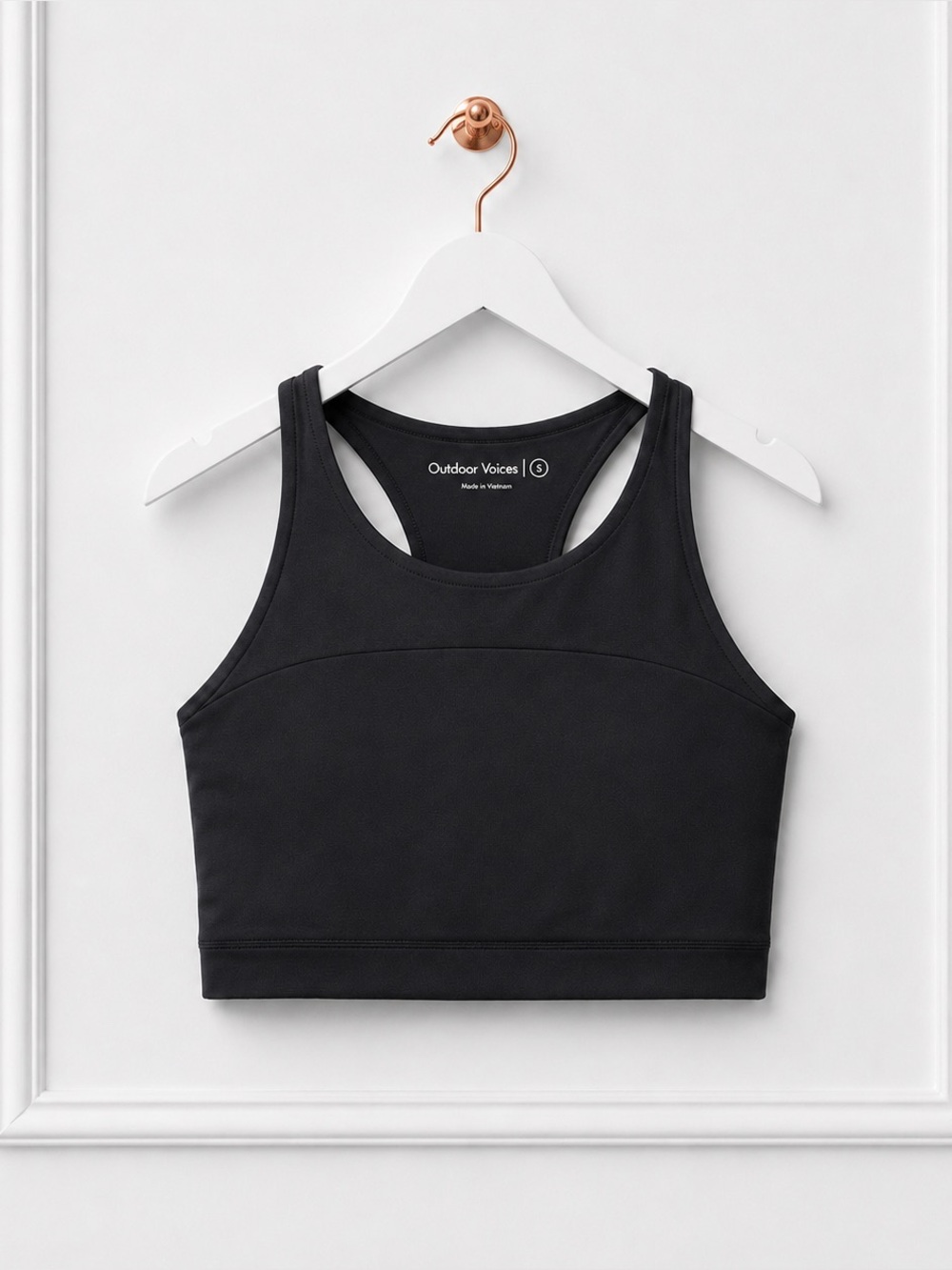 Outdoor Voices Womens Small Black Longline Sports Bra Racerback Workout Crop Top